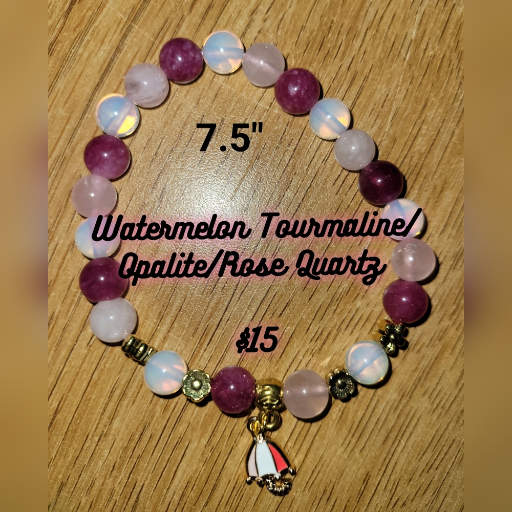 Tourmaline/Quartz w/ Umbrella Charm Bracelet